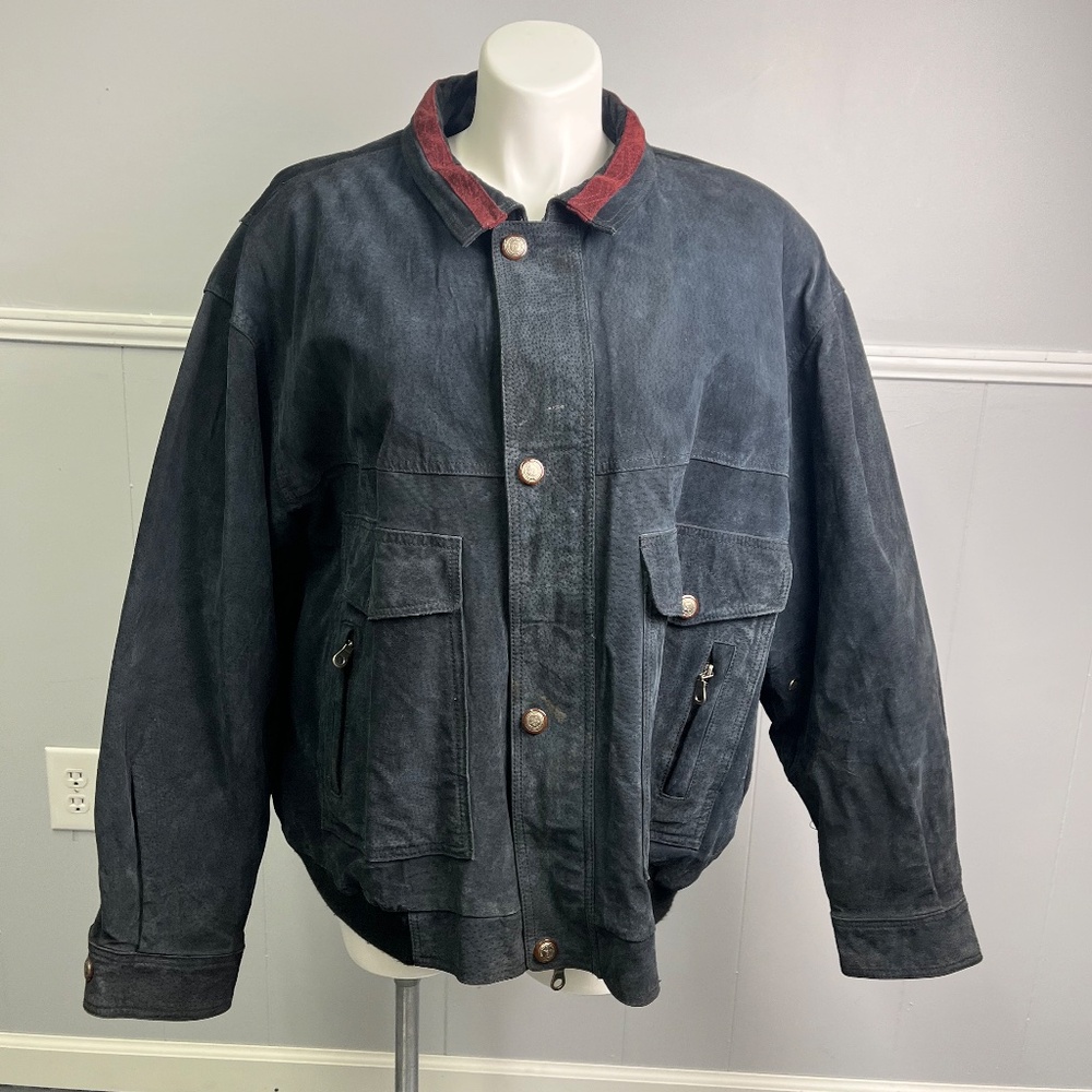 Vintage Global Identity G-III Suede Coat Blue and Burgundy Size 4X - Picture 6 of 16